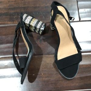 Black Suede Sandals Sz 7